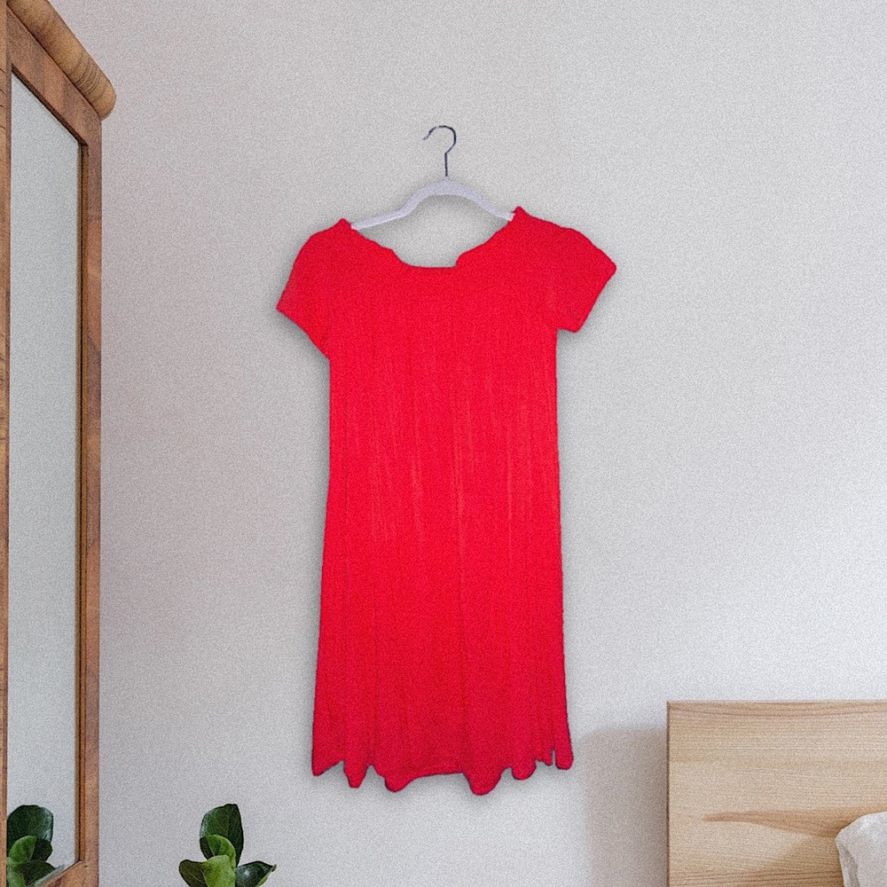 Smocked Mini Dress Red